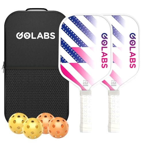 Golabs PB1 Pickleball Paddles Set of 2, Durable Fiberglass Surface& 16mm STR-Core Power Polymer Core, USAPA Approved, 8oz Lightweight & Comfort Anti-Slip Elongated Grip for Increased Power and Spin