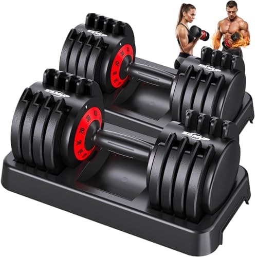 Adjustable Dumbbell Set of 2, 100LBS Weights Dumbbell Set with Storage Box, 50lbs Pair Adjustable Weights with Anti-slip Silicone Grip, 5-in-1 Quick-Lock Hand Weight Set For Home Gym Suit both Men and Women