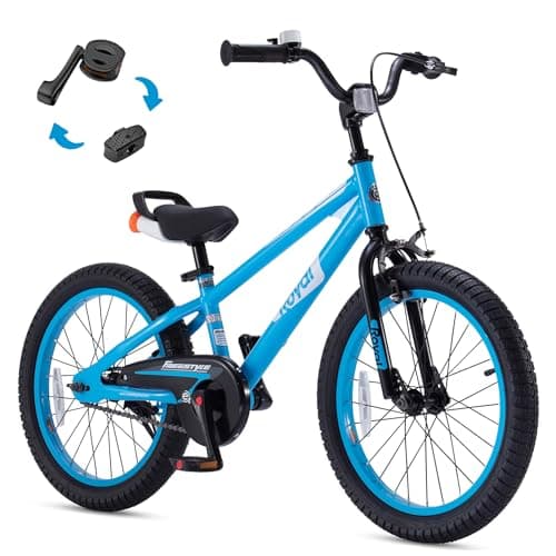 RoyalBaby Freestyle EZ Kids Bike, Easy Learn Balancing to Biking, 18 Inch Balance & Pedal Bicycle, Instant Assembly Boys Girls Ages 5-9 Years, 18" Blue