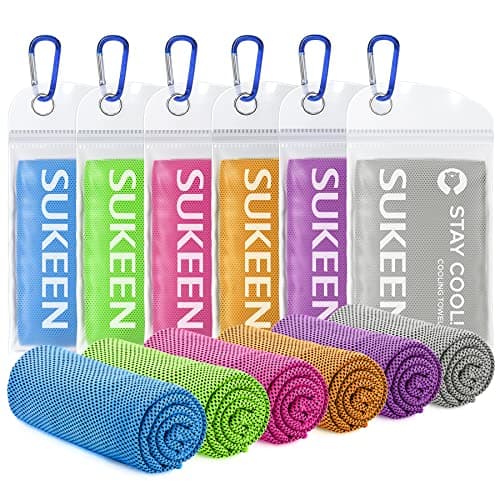 Sukeen Cooling Towels 6 Pack (40"x 12"), Cooling Towels for Neck and Face, Cooling Rags, Lightweight Soft Breathable Towels for Yoga, Sport, Workout, Running, Gym, Camping, Fitness