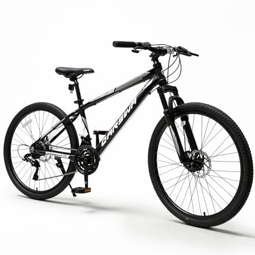 QARSWA 26 Inch Mountain Bike for Men and Women, Lightweight Aluminum Frame MTB with Dual Disc Brakes & 21-Speed Trigger Shifter, Comfort Foam Seat Adult Bicycle for Trail & Outdoor Riding,Black