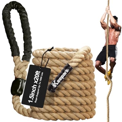 Keepark Climbing Rope, 1.5 Inch Diameter 20FT Length Gym Climbing Rope for Fitness & Strength Training, Workout for Adults Kids Exercises & Home Workouts