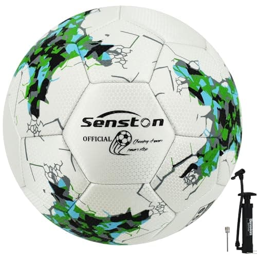 Senston PU Soccer Ball Size 5 -Official Match Weight-Youth & Adult Soccer Players - Air Pump Included