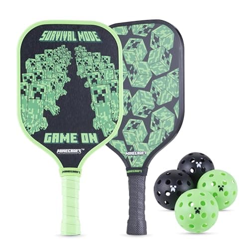 Voyager Minecraft - Pickleball Set 2-Player, Wooden Paddles, Precision Balls