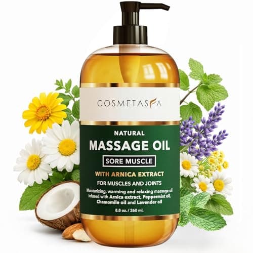 Cosmetasa Sore Muscle Massage Oil - 8.8 oz, Soothes Muscle and Joint with Arnica Extract, Peppermint, Chamomile, and Lavender Oil (8.8 oz, Sore Muscle)