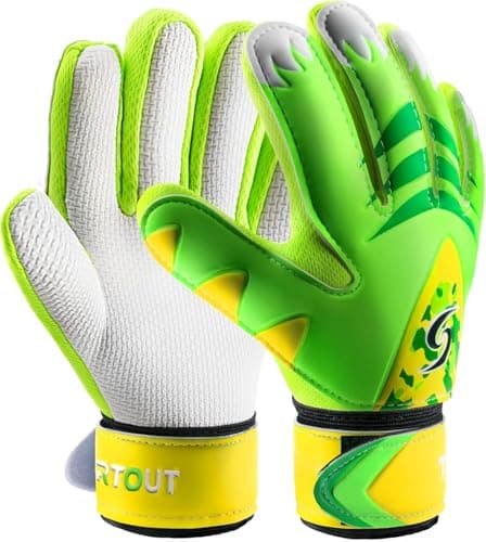 Sportout Kids Goalkeeper Gloves, Soccer Goalie Gloves with Double Wrist Protection and Non-Slip Wear Resistant Latex Material to Prevent Injuries