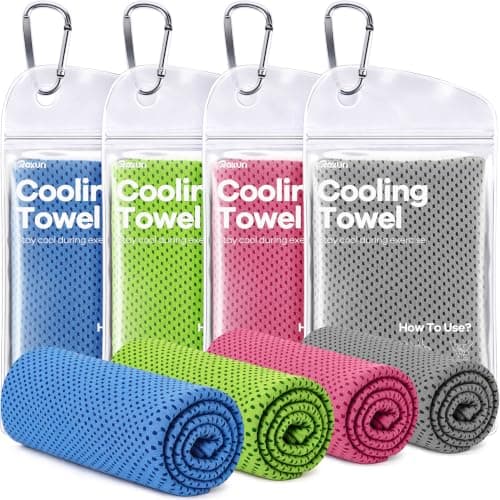 ROXUN Cooling Towels, 4 Pack (40''x12'') Chilly Ice Rags for Neck and Face