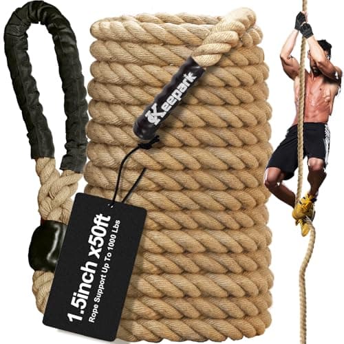 Gym Climbing Rope, 1.5 Inch Diameter 50FT Climbing Rope for Home Gym Fitness & Strength Training, Workout Ropes for Adults with Climbing Exercises & Home Workouts