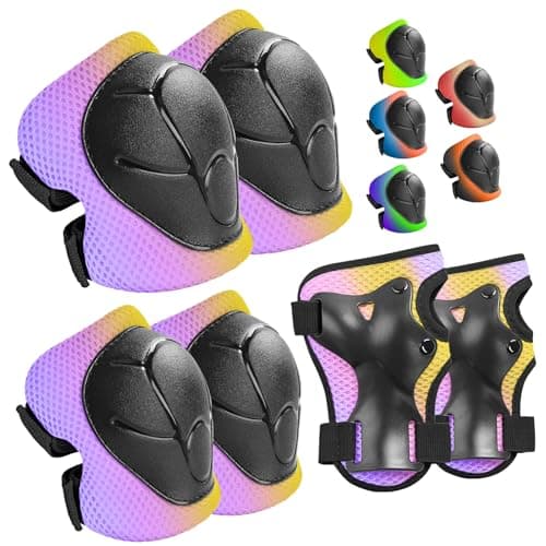 Wemfg Kids Protective Gear Set Knee Pads for Kids 3-14 Years Toddler Knee and Elbow Pads with Wrist Guards 3 in 1 for Skating Cycling Bike Rollerblading Scooter