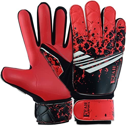 EFAH SPORTS Soccer Goalkeeper Gloves for Kids Boys Children Youth Football Goalie Gloves with Super Grip Protection Palms (Size 4 Suitable for 6 to 9 Years Old, Red)