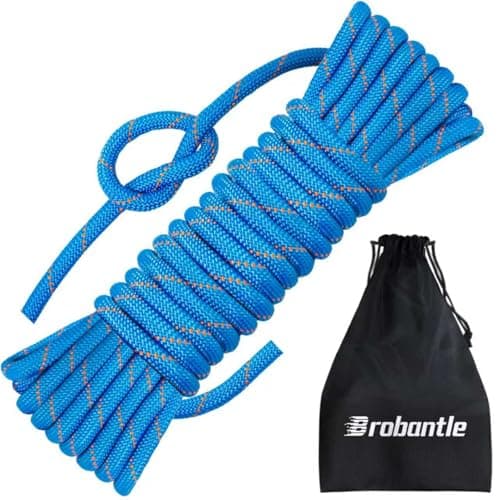Brobantle 10.5mm Climbing Rope,66FT Static Rock Climbing Rope for Escape Rope Ice Climbing Equipment Fire Rescue Parachute