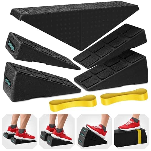 Squat Wedge Block Set of 3/5 - 960 LBS Capacity - Slant Board for Calf Stretching with 5 Stackable Angles - Calf Stretcher Slant Board - Workout Equipment - EPP Material for Exercise Equipment & Physical Therapy