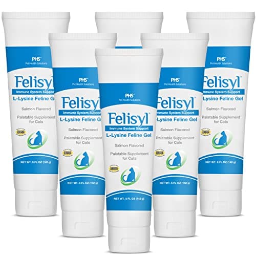 Felisyl L-Lysine Gel for Cats & Kittens (5oz) – Immune System, Respiratory & Eye Health Support. Reduces Sneezing, Runny Nose & Watery Eyes. Daily Salmon-Flavor Supplement – Made in USA (6 Pack)