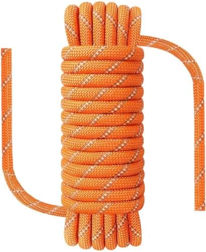 NorthPada 1/2 in (12mm) x 65 ft (20M) Static Outdoor Climbing Rope, Nylon/Polyester, Orange, Arborist/Rappelling/Swing Rope, 24KN Tensile Strength