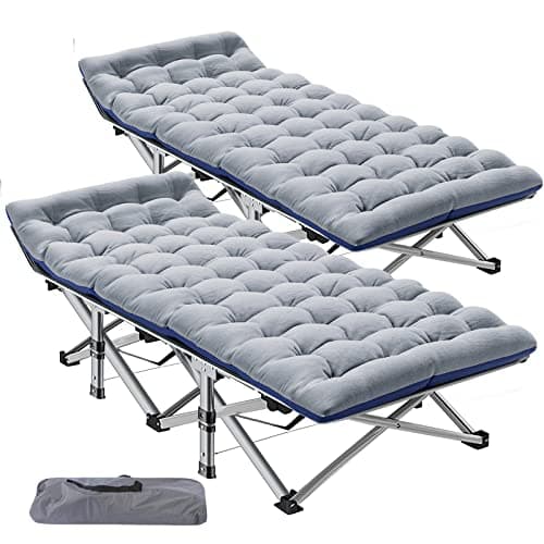 ABORON Camping Cot for Adult 28" Extra Wide, 2PK Heavy-Duty 1200D Oxford Cot for Sleeping, Portable Folding Camp Bed with Mat & Carry Bag
