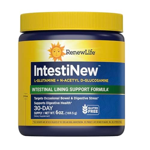 Renew Life IntestiNew Intestinal Lining Support Formula, Powder Supplement Supports Digestive Health, L-Glutamine, Dairy, Soy and gluten-free, 5.7 oz.