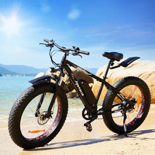 Speedrid Electric Bike 26" Fat Tire Electric Bike for Adult, 25mph Peak 750W 48V 10.4/ 13Ah Removable Battery Electric Mountain Bike, 3H Fast Charge, Lockable Suspension Fork (Long Range 13Ah- R)