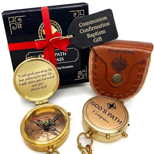 God's Path Compass – Communion & Confirmation Gift for Teenage Boys | Baptism Religious Gifts for Men, Christian, Catholic, Graduation | Sentimental & Inspirational Present – Greeting Card Included