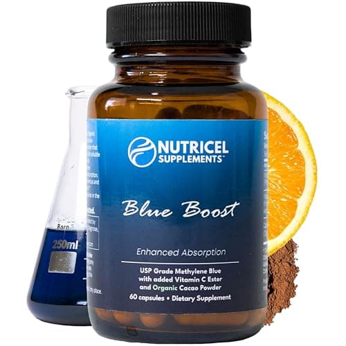 Nutricel Supplements Methylene Blue Capsules - Pharmaceutical Grade Supplement - Made in America - 12mg (USP Grade) with Vitamin C Ester Enhanced Absorption - Third Party Tested (60ct)