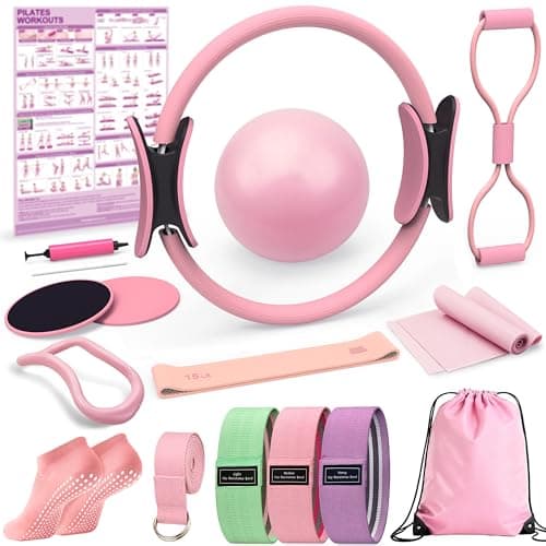 LarFaFa Pilates Kit for Home Workouts, Pilates Equipment Ring and Ball Set, Pilates Essentials Kit for Women, Home Pilates Workout Kit, Pilates Set, Pilates Starter Kit for Women at Gym Studio Travel