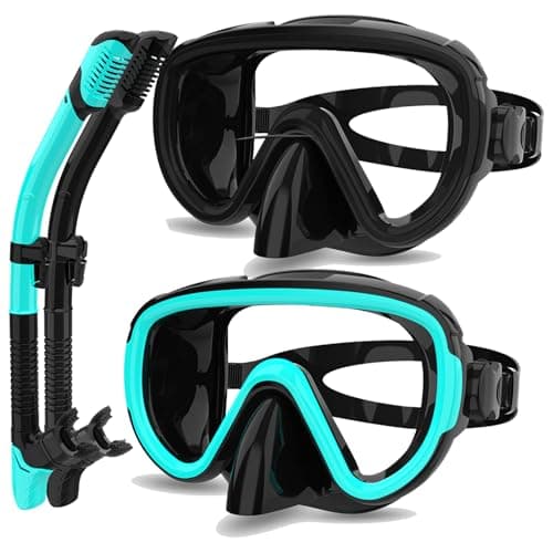 Bairuifu Snorkeling Gear for Adults 2-Pack | Anti-Fog & Anti-Leak Snorkeling Mask | Breath-Free Dry Snorkel | 180° Panoramic View with Quick-Dry Bags