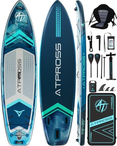 11'6"x35" Inflatable Stand Up Paddle Board 450LBS Weight Capacity Extra Wide Non-Slip Stable Deck Adult SUP,Premium Accessories Kit & Backpackfor Yoga, Fishing, Surf