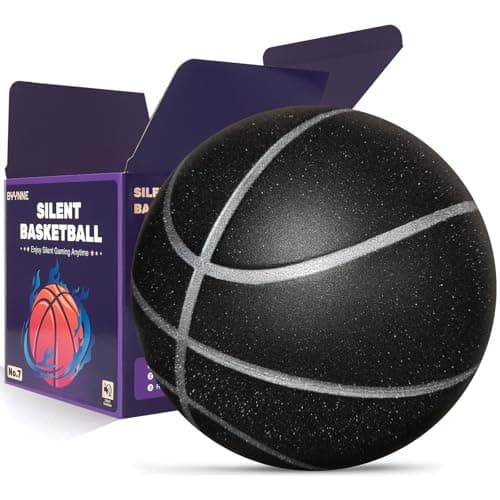 BYYNNE Silent Basketball Size 7 (29.5") – Noiseless Indoor Basketball for Quiet Dribbling and Indoor Training, Pro Grooved Airless PU Foam Basketball – Real Feel Higher Bounce Quieter (Black)