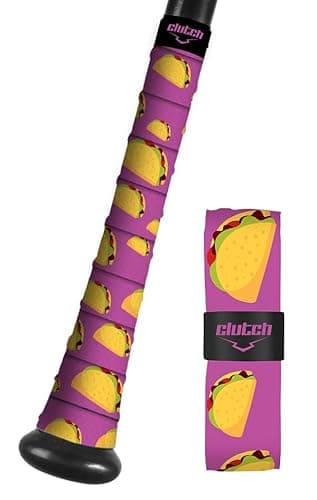 Clutch Sports Apparel All-Weather Bat Grip Tape, 1.1mm Cushioned & Non-Slip for Baseball & Softball, Durable & Multi-Sport Performance for Youth & Adult Players, Tacos Design