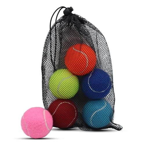 SHYUJAJIE Tennis Balls, 6 Pack Training Tennis Balls,High Elasticity Practice Balls for Beginner, Playing Balls for Dogs (Rainbow)