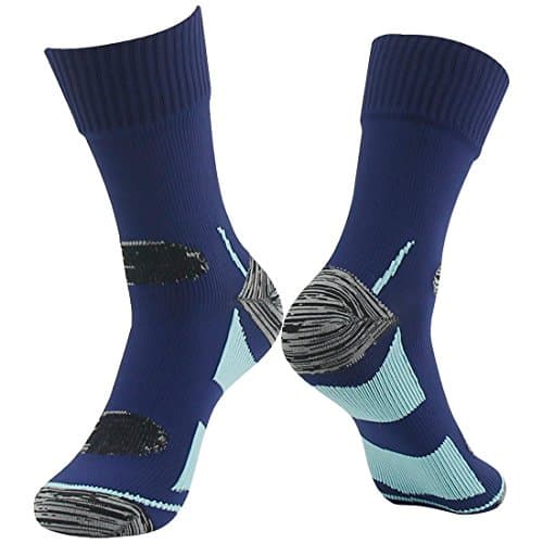 RANDY SUN Waterproof Socks Hiking in Mucky Conditions, Unisex Rainy Snowy Cold Weather Windproof Dry Feet Warm Outdoor Gear Hiking Wading Fishing Golf Running Socks, Navy Blue&Light Blue Size S