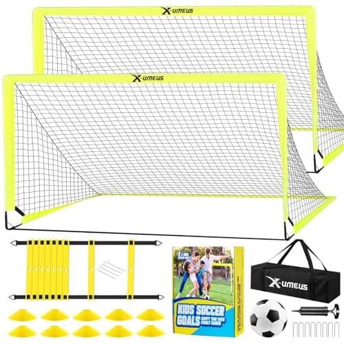Kids Soccer Goals for Backyard Set of 2, 4 x 3 ft/6 x 4 Toddler Soccer Goal Training Equipment with Soccer Ball, Cones, Pop Up Soccer Net for Kids Age 3-5 4-6 6-8 8-12 10-12 Outdoor Games Sports Gifts