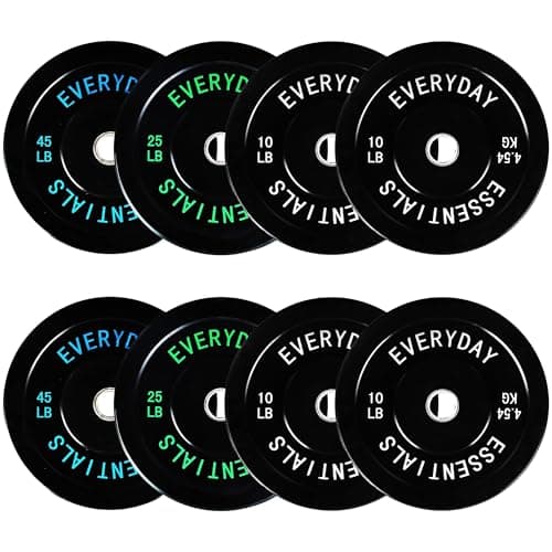 Fitvids Olympic Bumper Plates Set – 2" Weight Plates for Strength Training & Weightlifting – Set: 180 lbs – Black