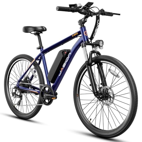 Jasion EB5 Electric Bike for Adults with Peak 1000W Brushless Motor, 40Miles 20MPH Commuting Electric Mountain Bike with 360Wh Removable Battery, 7-Speed, 26" Tires and Front Fork Suspension