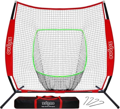 7×7ft Baseball Softball Practice Net- Portable Baseball Net for Batting, Hitting, Pitching Come with Carry Bag, Training for Players of Any Skill Level - Easy Assembly