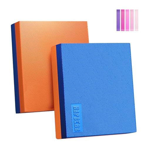 HAPBEAR Exercise Balance Pad 2-Pack - 15"x12" Non-Slip Stability Training Mats - 2.25" Thick Soft Cushioned Foam - for Physical Therapy & Core Training - Bonus Resistance Band Included