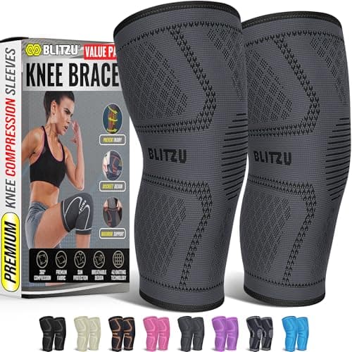 Knee Brace for Meniscus Tear 2 Pack, Knee Compression Sleeve for Men and Women, Knee Support for Arthritis, Swelling, Inflammation, ACL, Pain Relief, Running, Workout, Sports and Recovery Gray L