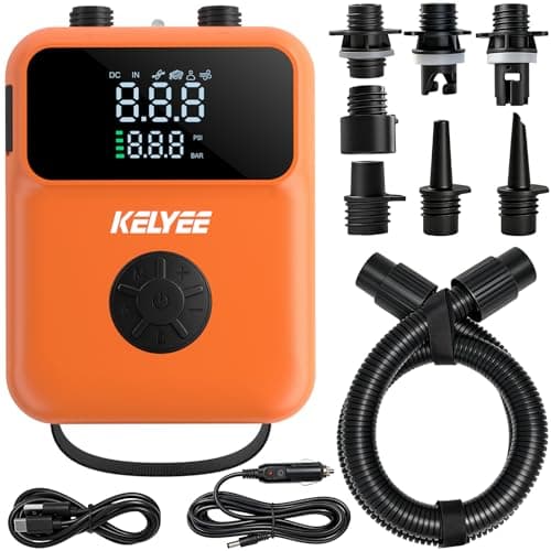 Kelyee Cordless SUP Air Pump, 20 PSI Rechargeable Electric Paddle Board Pump with Auto Shut-Off, Fast Inflate/Deflate, USB-C & 12V DC Portable Air Pump for Inflatable SUP, Kayak & Boat