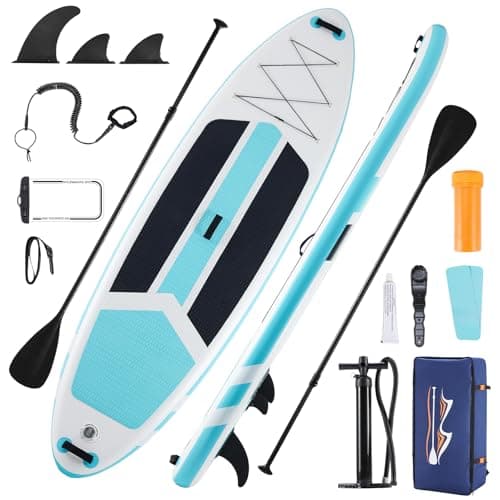 KMFurnila Inflatable Stand Up Paddle Board for All Skill Levels - Portable SUP Paddleboard with Premium Accessories, Durable Construction & Non-Slip Deck for Water Sports Adventures
