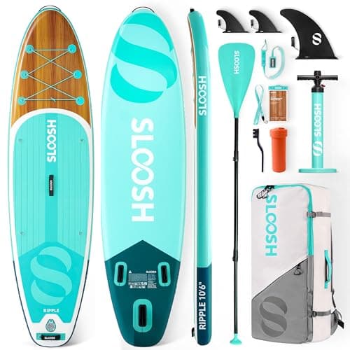 SLOOSH Inflatable Stand Up Paddle Board, 10'6" Paddle Boards with Premium Accessories, Non-Slip EVA Deck, Ultra-Light Carry Bag Pump, Ripple SUP for Youth & Adults of All Skill Levels