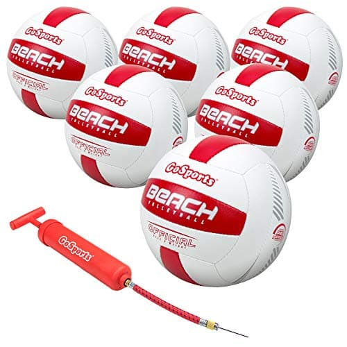 GoSports Pro Series Outdoor Beach Volleyball - Regulation Size & Weight with Bonus Air Pump - Choose Single Ball or Six Pack
