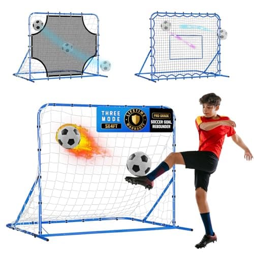 5X4FT Three Mode Soccer Goal & Rebounder Net & Target Net,Four Targets for Precise Training,Tough-Built for Intense Shots,Quick-Switch Angle Soccer Training for Control/Passing Practice for Kids Teen