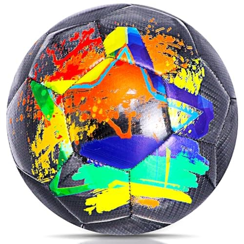 Champhox Soccer Balls Size 5, Official Match Weight Long-Lasting Construction, Outdoor Soccer Balls for Boys Girls Youth Skills Practicing Christmas Birthday Gifts (Black, Size 5)