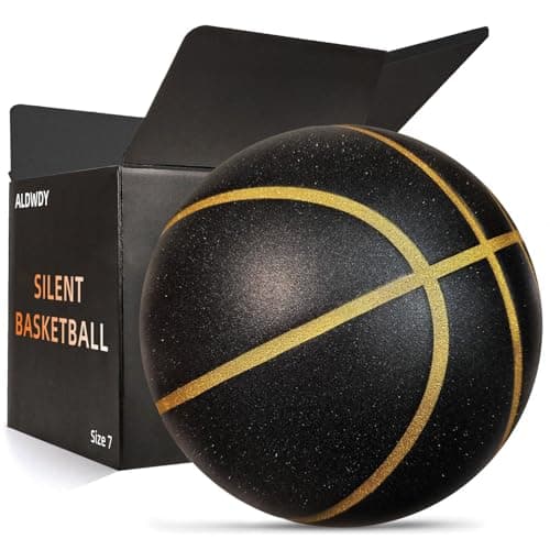 ALDWDY Silent Basketball Size 7 (29.5") – Grooved Airless Indoor Basketball for Quiet Dribbling and Indoor Training, Pro PU Foam Ball – Real Feel Higher Bounce Quieter (Black)