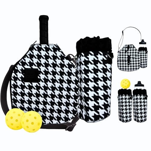 KXD8 Pickleball Bag Paddle Cover Crossbody bag with Adjustable Strap, Waterbottle holder, Pickleball Ball Holder with Fence Hook, Gifts for women and men