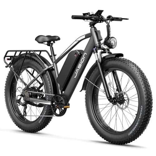 Jasion EB5 MAX Electric Bike for Adults with 2000W Peak Motor, 48V 15Ah (720Wh) Battery Electric Mountain Bike, 26'' x 4'' Fat Tire Ebike, 28+MPH Speed, Cruise Control, with Fenders, Rear Rack