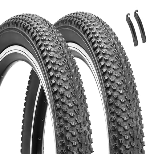 2-Pack 20-inch Mountain Bike Tires: Hycline 20x2.125 inch (57-406mm) Folding Replacement Puncture-Resistant Bicycle Tires with Pair Tire Levers for MTB Off-Road Bike