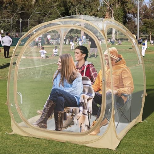 EighteenTek® Pop Up Weather Pod, Sport Pod with Attached Floor, 360° Clear View, UPF 50+ UV Protection, Waterproof All-Weather Instant Shelter for Sports Camping Fishing 70"x70"x63"H