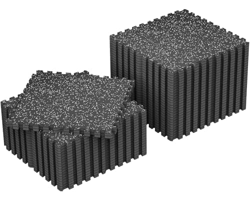 SUPERJARE 0.79'' Extra-Thick Exercise Equipment Mats, 48 Pcs 192 Sq Ft Rubber Top Floor Tiles with High Density EVA Foam, Interlocking Gym Flooring for Home Gym, Workout Mat, Black/Grey