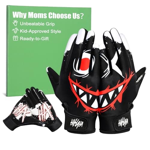 Pixel Panda Youth Football Gloves, Non-Slip Kids Football Gloves with Super Sticky Grip Palm, Breathable Wide Receiver Glove Best Gifts for Boys Girls