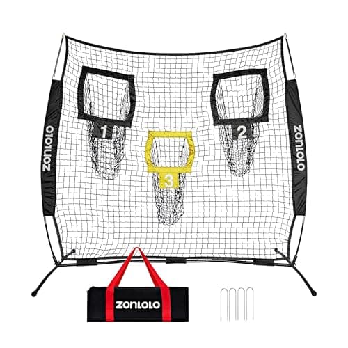 Zonlolo 6x6ft Football Training Net, Football Throwing Net with 3 Target Pockets, Portable QB Throwing Practice Equipment with Small Carry Bag,Most Suitable for Kids